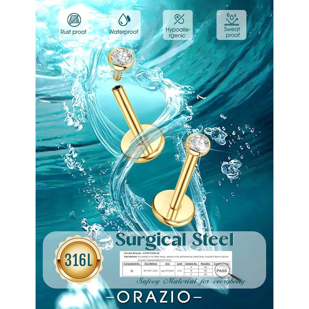 Versatile Cz Hypoallergenic Flat Back Earrings - … - image 4